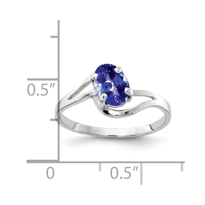 14k White Gold 7x5mm Oval Tanzanite ring Goldia Rings