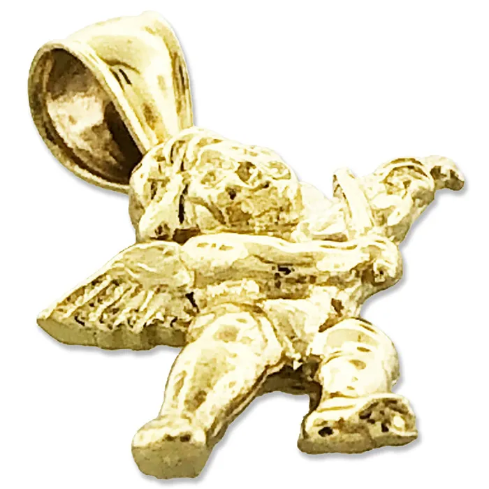 Charm Necklaces 14K Gold Cherub Angel with Violin Charm Goldia