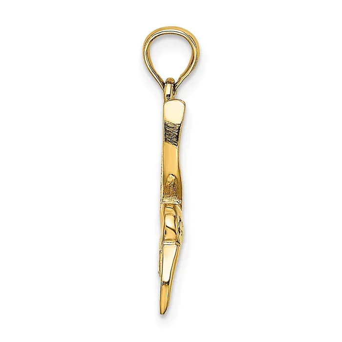 Charm Necklaces 14k Yellow Gold Textured Hummingbird Flying Charm Goldia