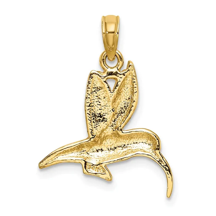 Charm Necklaces 14k Yellow Gold Textured Hummingbird Flying Charm Goldia