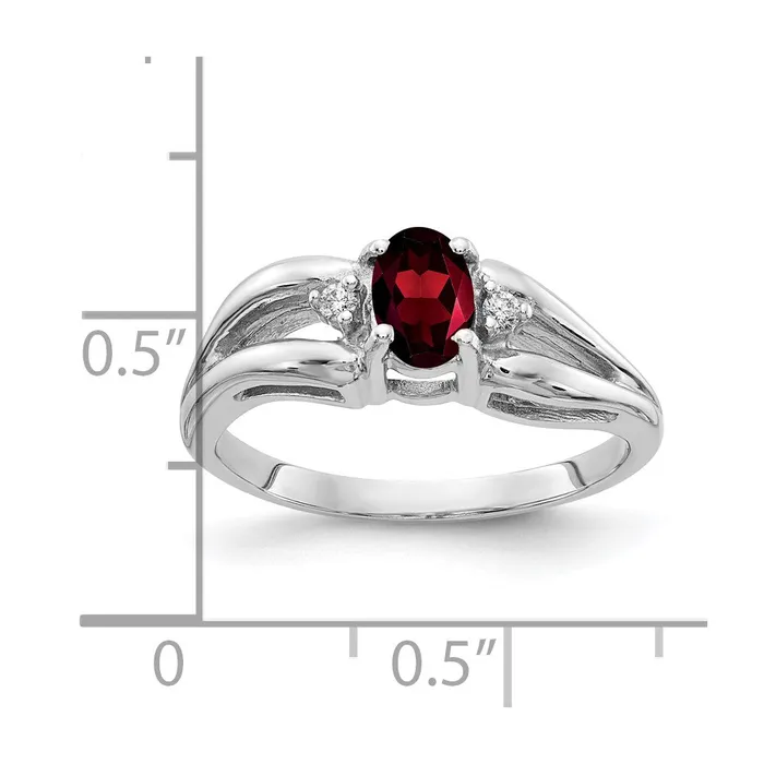 goldiaca Rings 14k White Gold 6x4mm Oval Garnet AAA Real Diamond ring