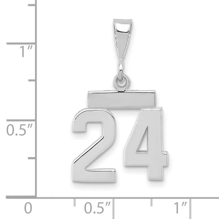 Goldia Charm Necklaces 14k White Goldw Small Polished Number 24 Charm