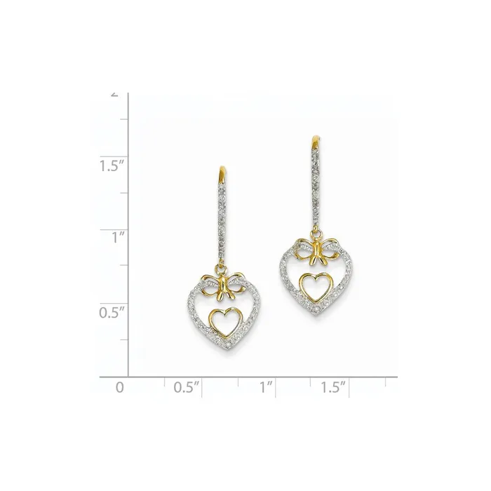 Goldia Earrings 14k Yellow Gold Real Diamond Double Heart Dangle Earrings
