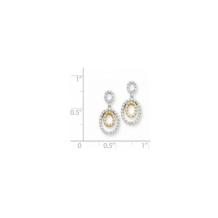 Goldia Earrings 14k Yellow Gold TwoTone Real Diamond Oval Earrings