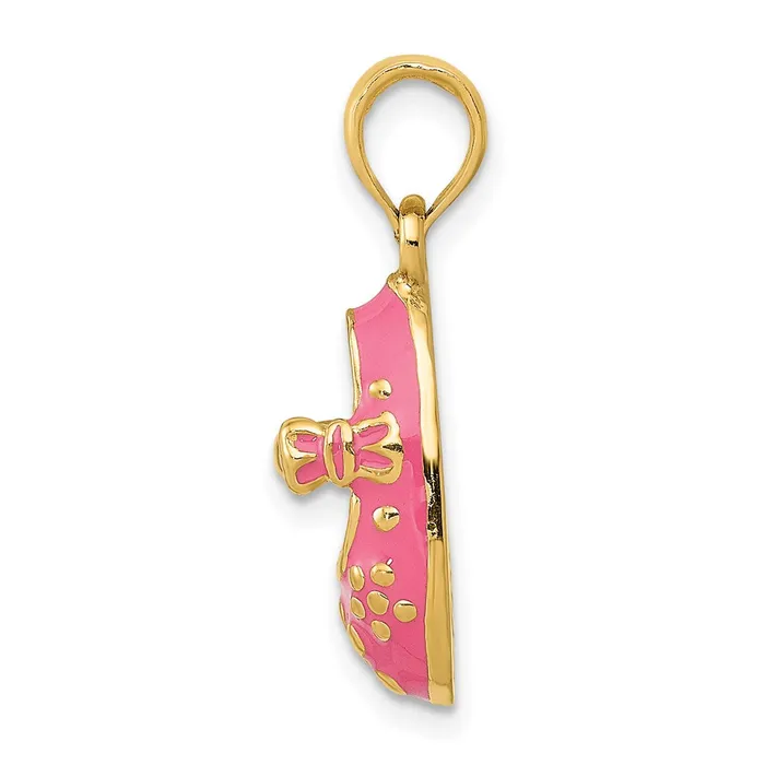 Goldia Necklaces 14k Yellow Gold Pink Enameled 3D Baby Shoe Pendant