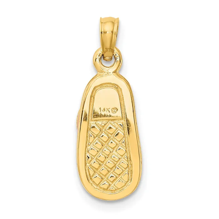 Goldia Necklaces 14k Yellow Gold Pink Enameled 3D Baby Shoe Pendant