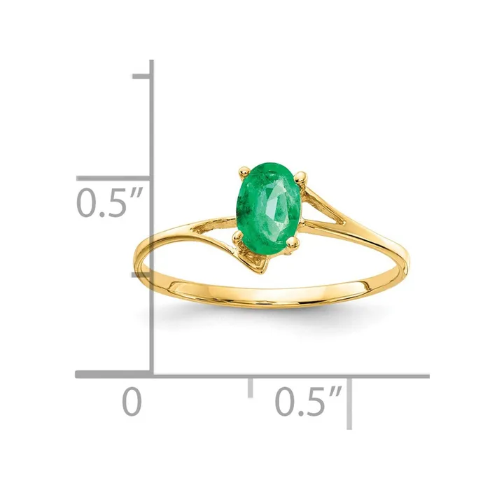 Goldia Rings 14K Yellow Gold 6x4mm Oval Emerald ring