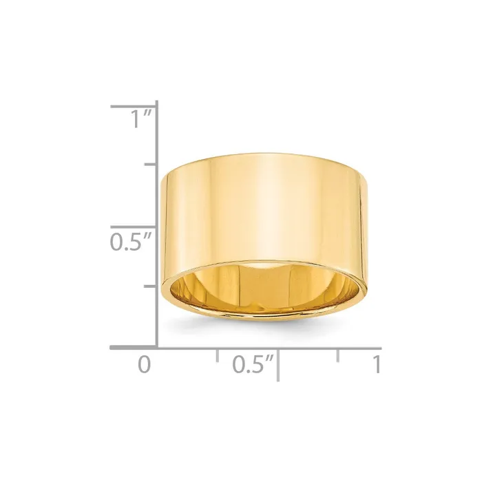Goldia Rings Solid 10K Yellow Gold 12mm Light Weight Flat MensWomens Wedding Band Ring Size 95