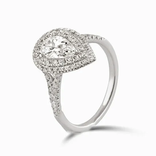 JMS always Rings Original DiamondMuse 088 cttw Pear Shape Swarovski Double Halo Diamond Engagement Ring in Sterling Silver JMS always Rings Original DiamondMuse 088 cttw Pear Shape Swarovski Double Halo Diamond Engagement Ring in Sterling Silver