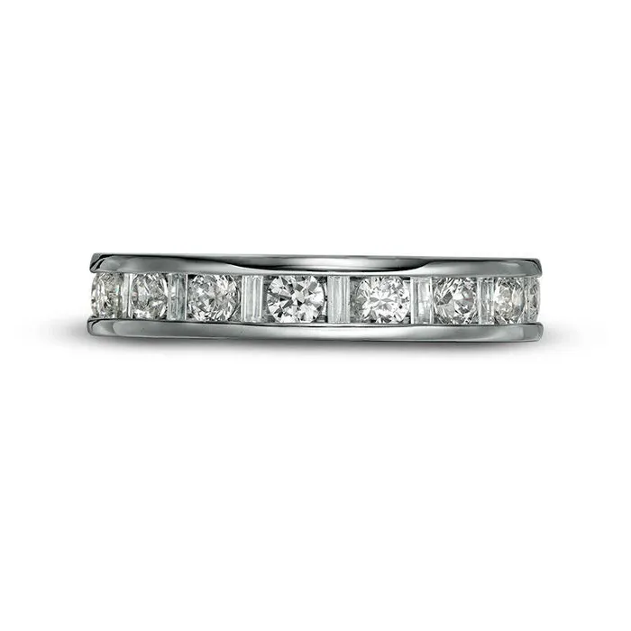 Rings Goldia 15 CT TW Baguette and Round Natural Diamond Eternity Band in Solid 14K White Gold HSI2 Rings Goldia 15 CT TW Baguette and Round Natural Diamond Eternity Band in Solid 14K White Gold HSI2