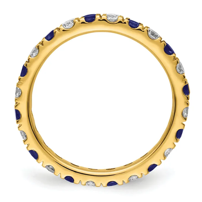 Rings Goldia 14k Yellow Gold 38 Ct Lab Grown Diamond VSSI G and Lab Created Blue Sapphire Eternity Band Ring
