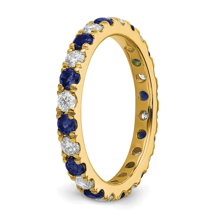 Rings Goldia 14k Yellow Gold 38 Ct Lab Grown Diamond VSSI G and Lab Created Blue Sapphire Eternity Band Ring