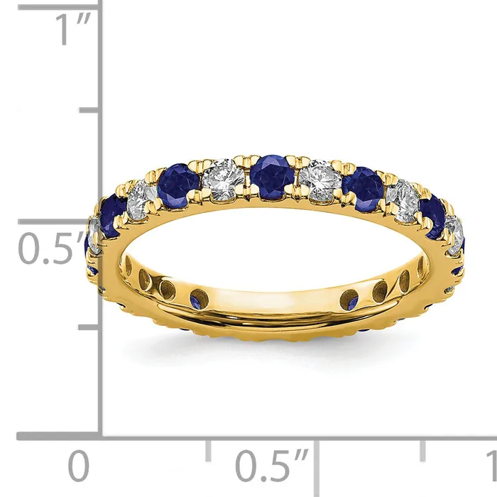 Rings Goldia 14k Yellow Gold 38 Ct Lab Grown Diamond VSSI G and Lab Created Blue Sapphire Eternity Band Ring