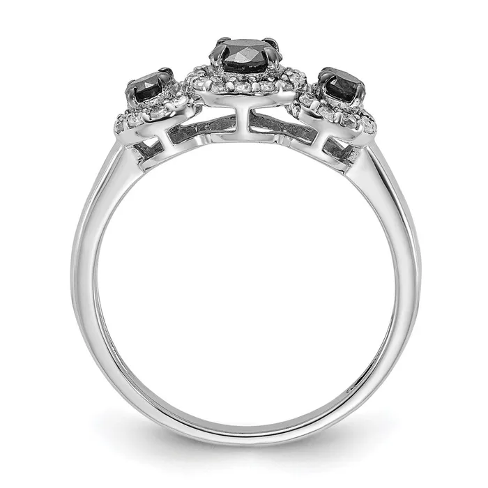 Sterling Silver Polished Black u0026 White Diamond Ring Goldia Rings