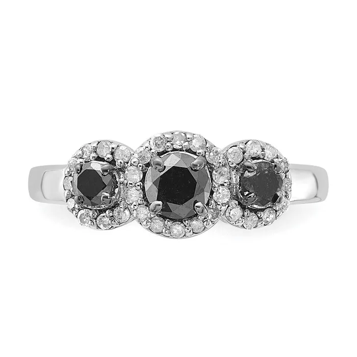 Sterling Silver Polished Black u0026 White Diamond Ring Goldia Rings