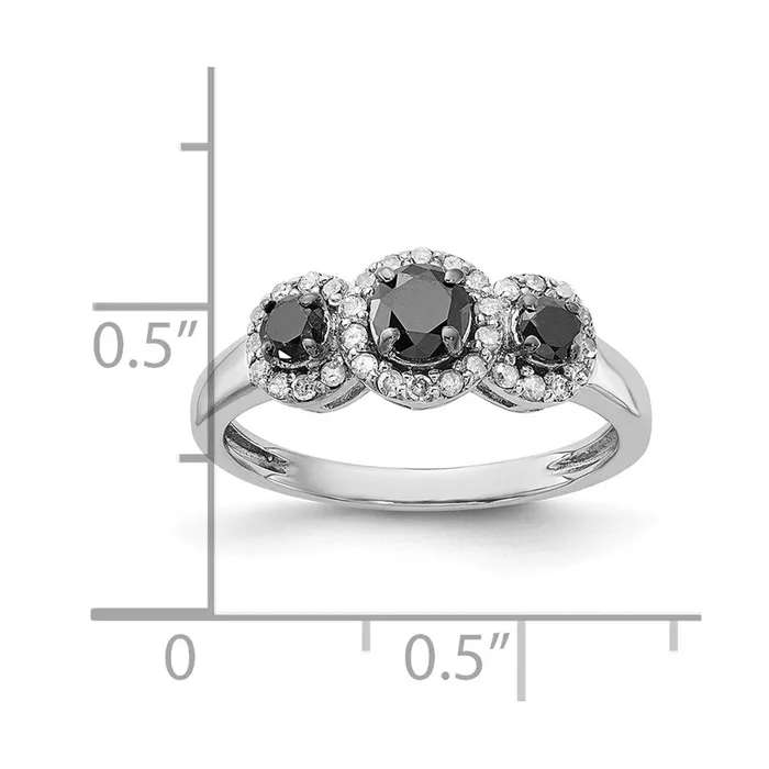 Sterling Silver Polished Black u0026 White Diamond Ring Goldia Rings