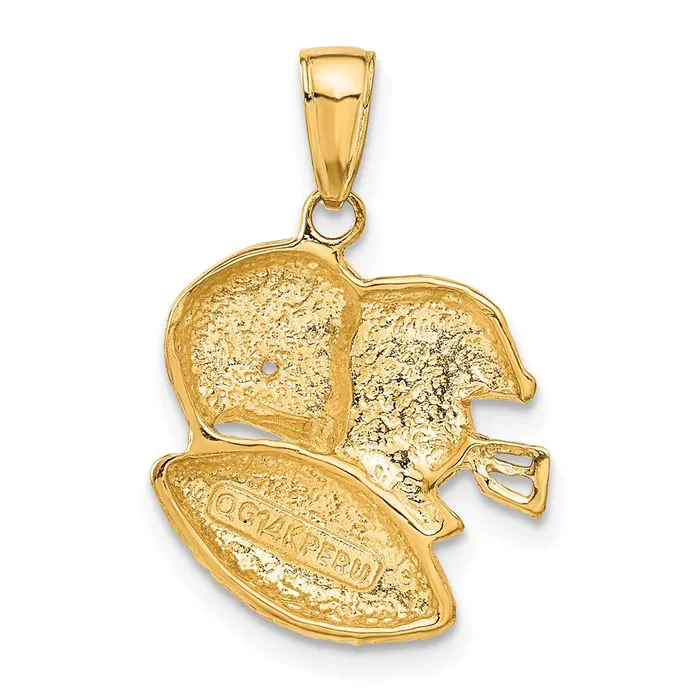 14K 2D Double Football Helmets and Ball Charm TreasureFineJewelers Charm Necklaces