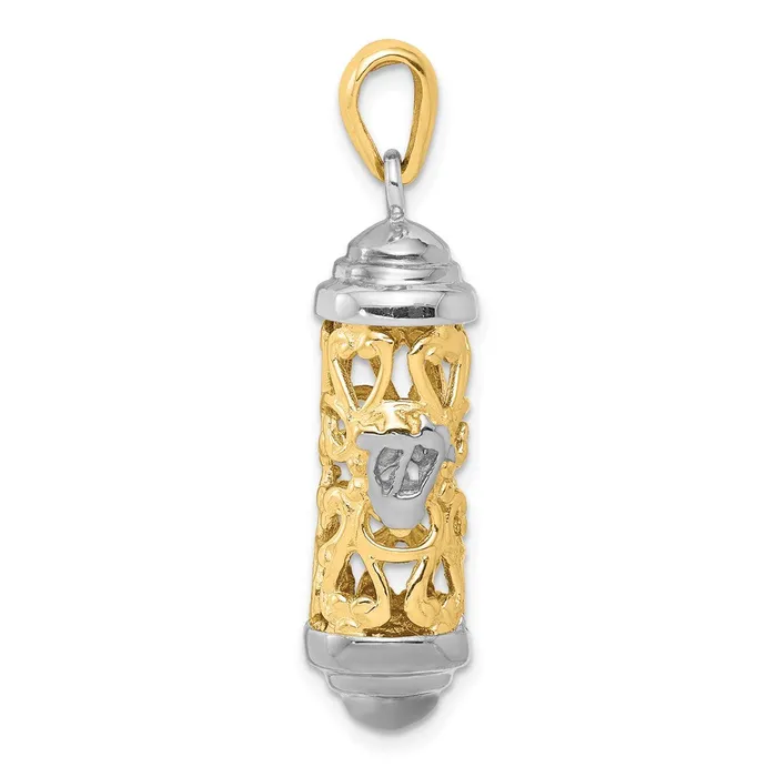 14K TwoTone 3D Mezuzah Pendant TreasureFineJewelers Rings