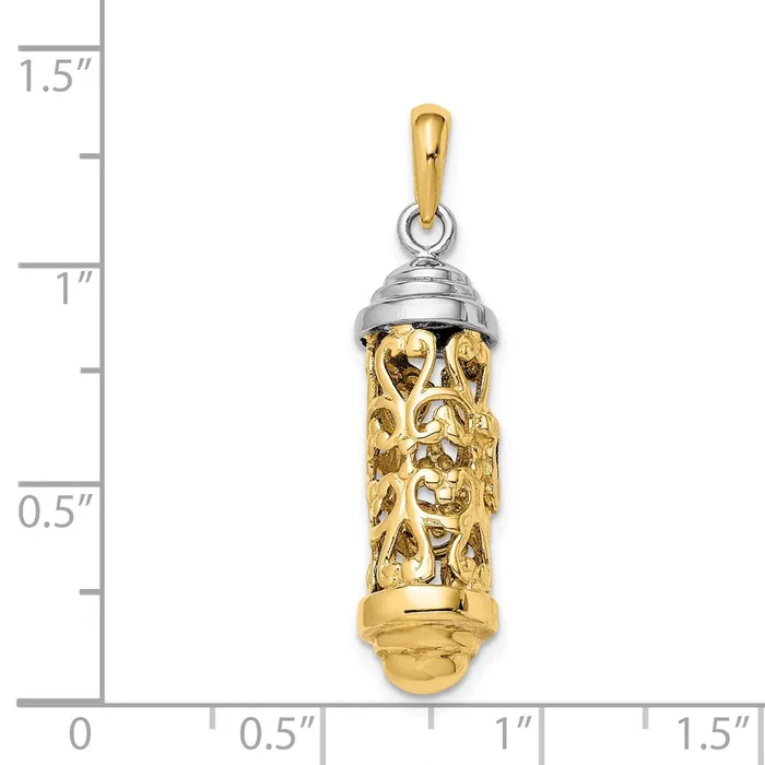 14K TwoTone 3D Mezuzah Pendant TreasureFineJewelers Rings