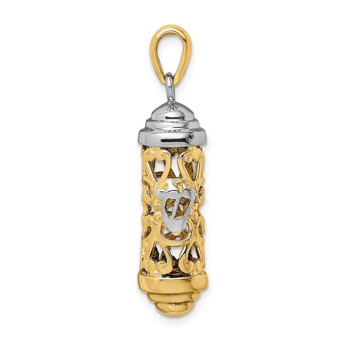14K TwoTone 3D Mezuzah Pendant TreasureFineJewelers Rings