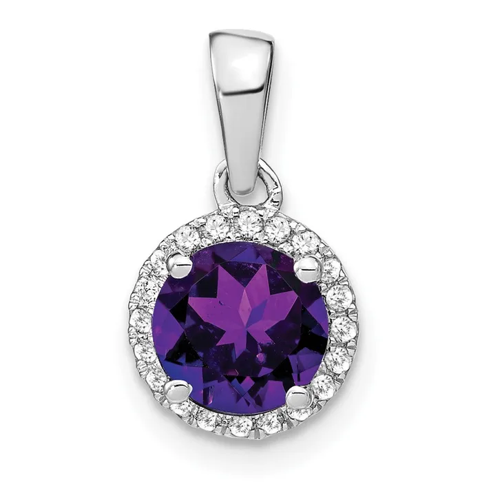 14k White Gold Amethyst and Diamond Halo Pendant TreasureFineJewelers Necklaces 14k White Gold Amethyst and Diamond Halo Pendant TreasureFineJewelers Necklaces