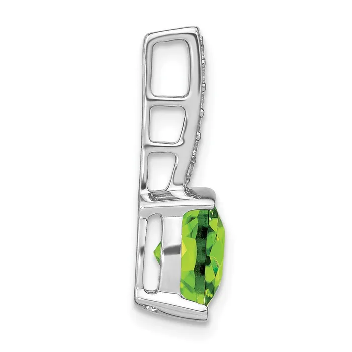 14k White Gold Cushion Peridot and Diamond Pendant TreasureFineJewelers Necklaces
