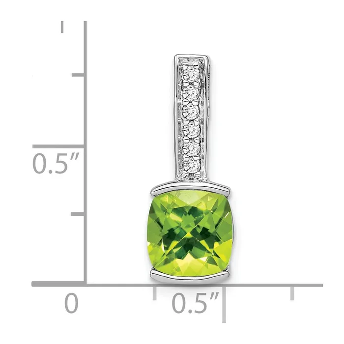 14k White Gold Cushion Peridot and Diamond Pendant TreasureFineJewelers Necklaces