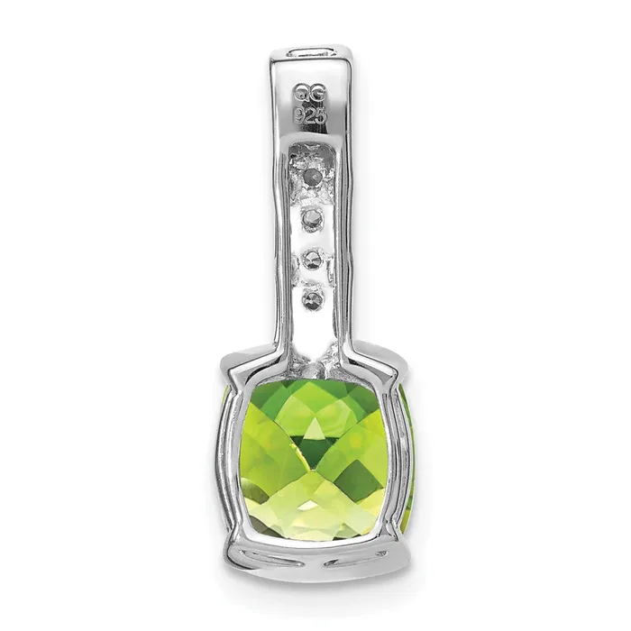 14k White Gold Cushion Peridot and Diamond Pendant TreasureFineJewelers Necklaces