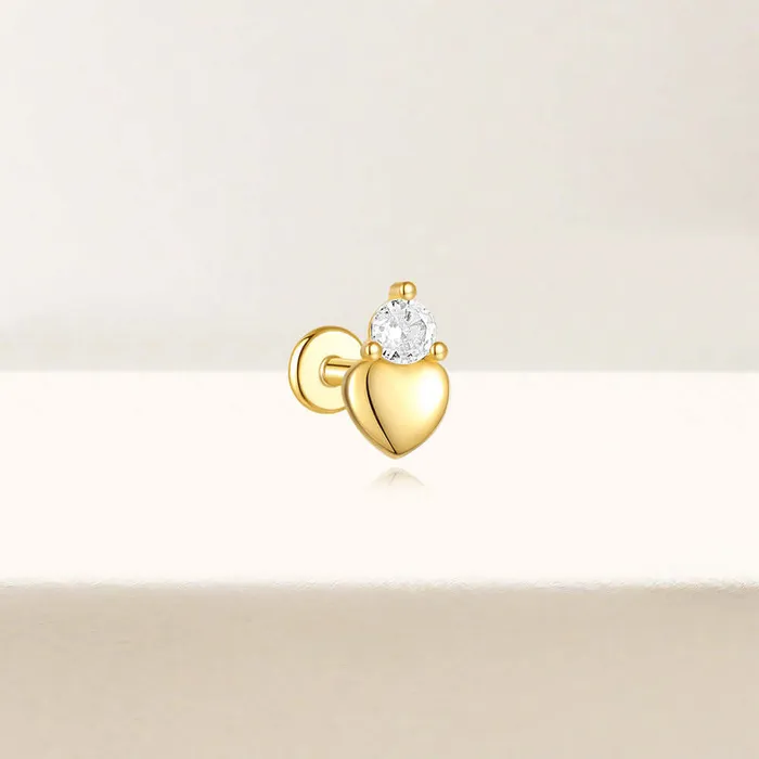 925 Silver Polished HeartShaped CZ Diamond Flat Back Earrings Trendolla Jewelry Earrings