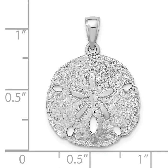 Charm Necklaces TreasureFineJewelers 14K White Gold Polished Sand Dollar Charm