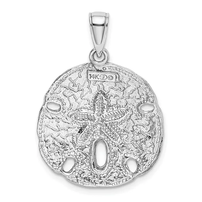 Charm Necklaces TreasureFineJewelers 14K White Gold Polished Sand Dollar Charm