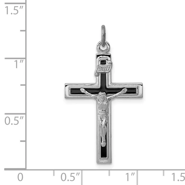 Necklaces Sterling Silver Rhodiumplated Enameled Crucifix Pendant TreasureFineJewelers