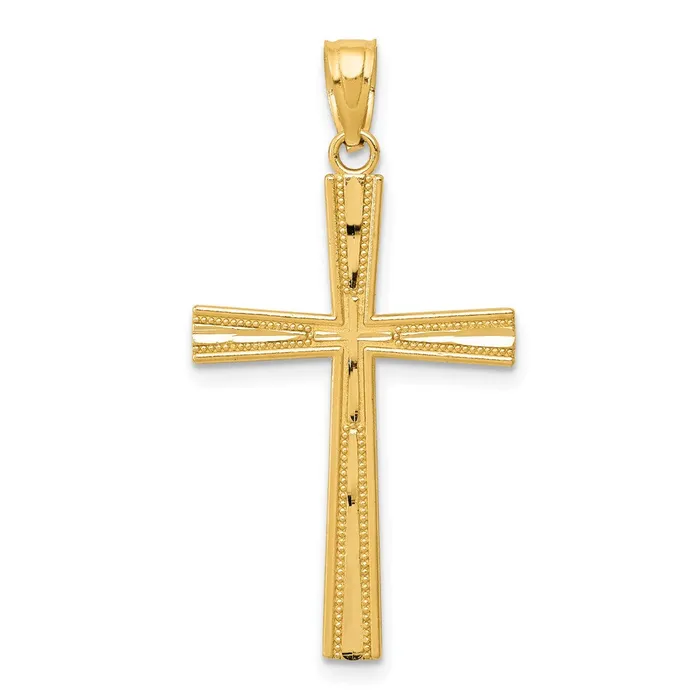 Necklaces TreasureFineJewelers 14k Reversible SatinDiamondcut Cross Pendant