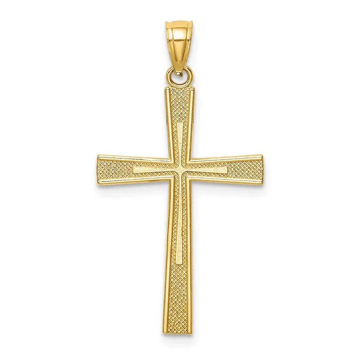 Necklaces TreasureFineJewelers 14k Reversible SatinDiamondcut Cross Pendant
