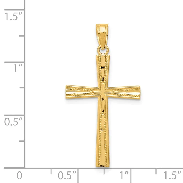 Necklaces TreasureFineJewelers 14k Reversible SatinDiamondcut Cross Pendant