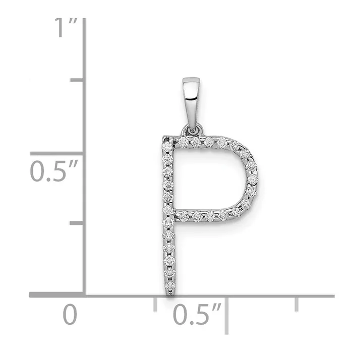Necklaces TreasureFineJewelers 14K White Gold Diamond Letter P Initial Pendant
