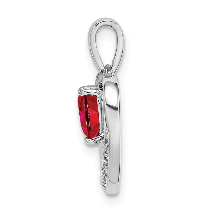 Necklaces TreasureFineJewelers 14k White Gold Ruby and Diamond Heart Pendant