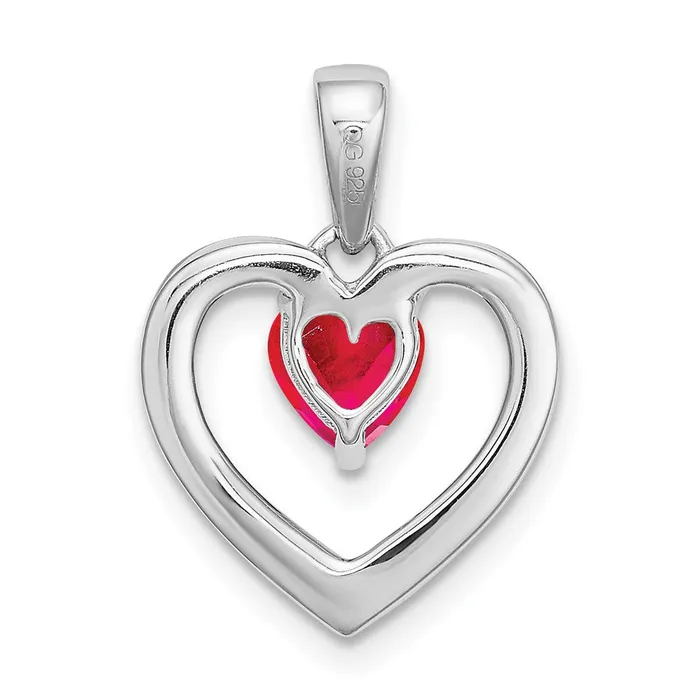 Necklaces TreasureFineJewelers 14k White Gold Ruby and Diamond Heart Pendant
