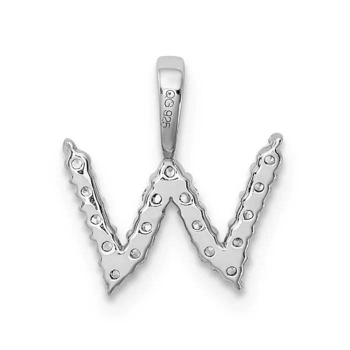 Necklaces TreasureFineJewelers 14KW Small Initial W Diamond Pendant