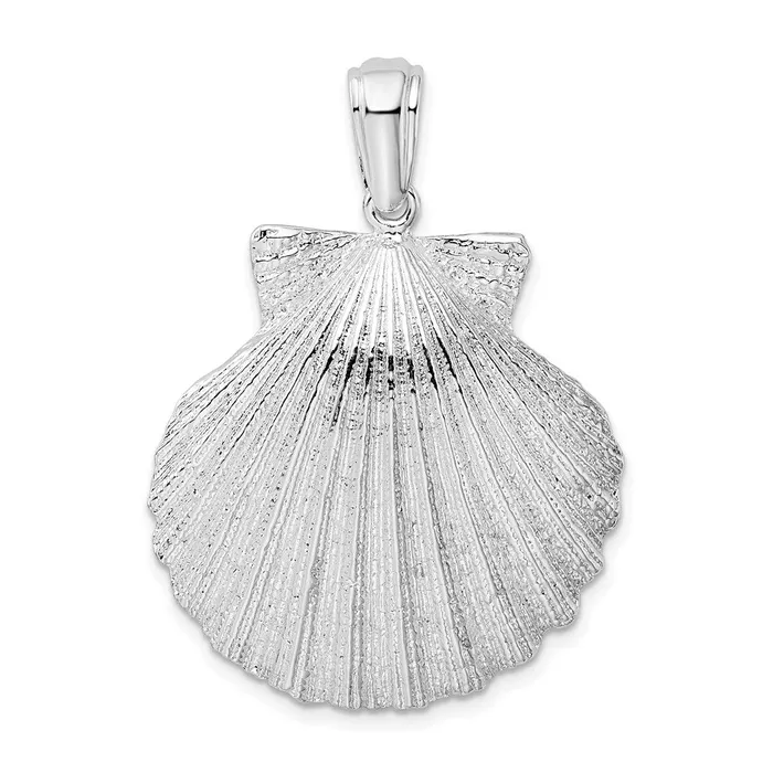 Necklaces TreasureFineJewelers Sterling Silver PolishedTextured Shell Pendant Necklaces TreasureFineJewelers Sterling Silver PolishedTextured Shell Pendant