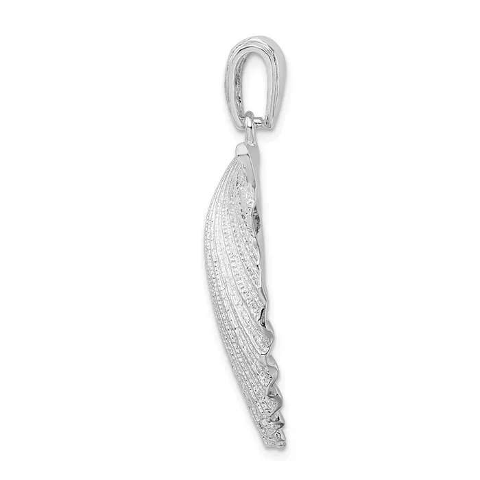 Necklaces TreasureFineJewelers Sterling Silver PolishedTextured Shell Pendant