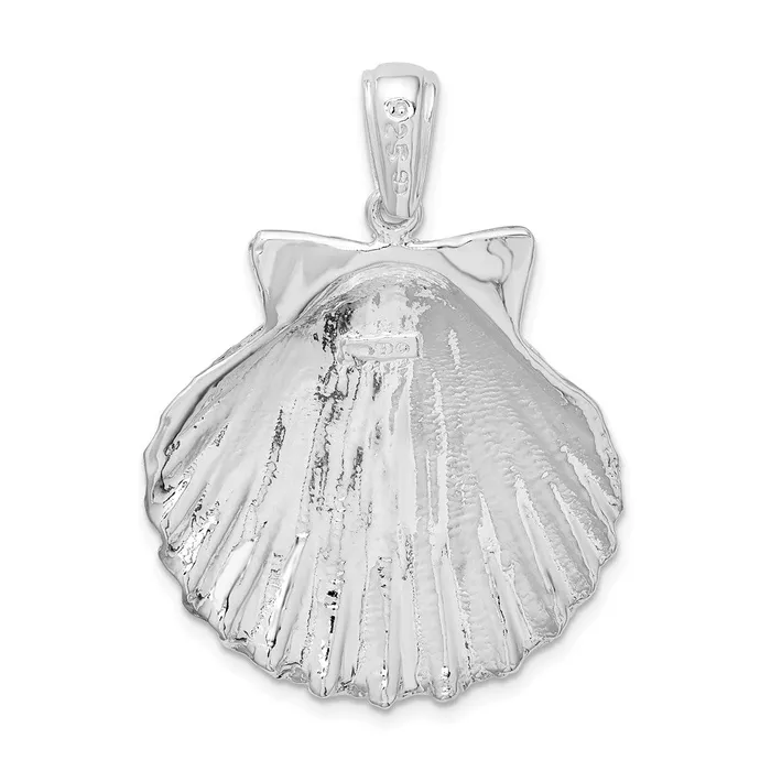 Necklaces TreasureFineJewelers Sterling Silver PolishedTextured Shell Pendant