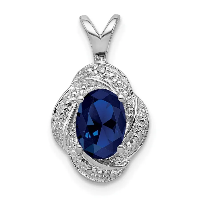 Necklaces TreasureFineJewelers Sterling Silver Rhodiumplated Diam Created Sapphire Pendant Necklaces TreasureFineJewelers Sterling Silver Rhodiumplated Diam Created Sapphire Pendant
