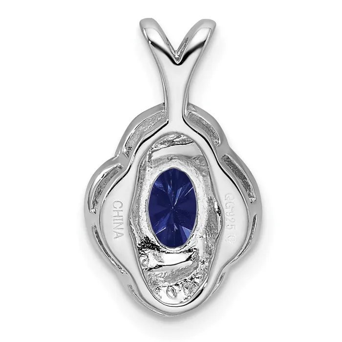 Necklaces TreasureFineJewelers Sterling Silver Rhodiumplated Diam Created Sapphire Pendant