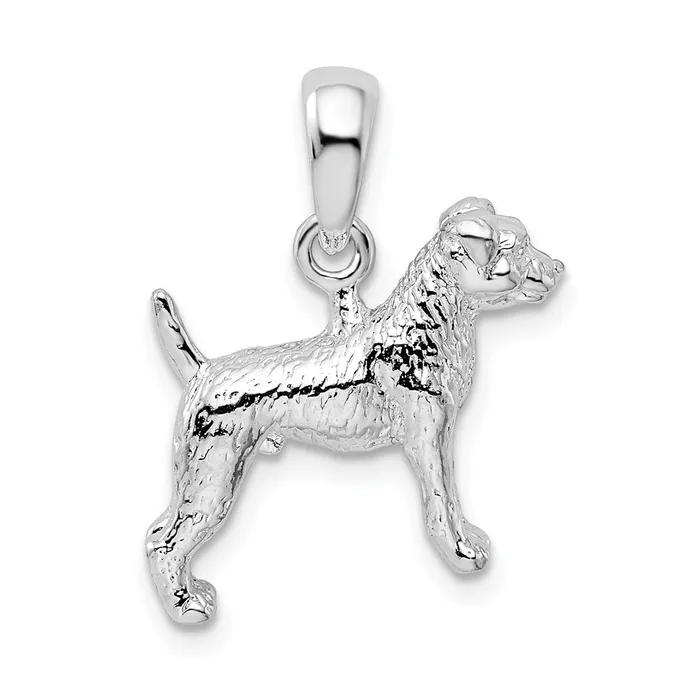 Necklaces TreasureFineJewelers Sterling Silver Textured 3D Jack Russell Terrier Pendant Necklaces TreasureFineJewelers Sterling Silver Textured 3D Jack Russell Terrier Pendant