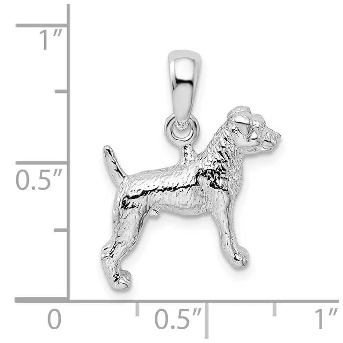 Necklaces TreasureFineJewelers Sterling Silver Textured 3D Jack Russell Terrier Pendant