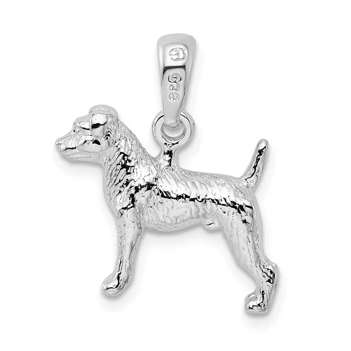 Necklaces TreasureFineJewelers Sterling Silver Textured 3D Jack Russell Terrier Pendant