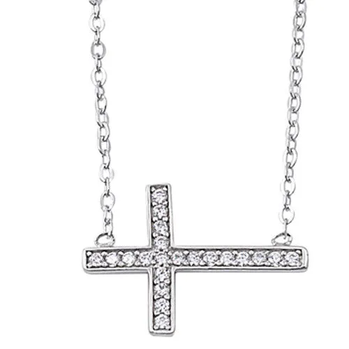 Sideways Cross Necklace with Stones 925 Sterling Silver 16 Chain North Arrow Shop Necklaces Sideways Cross Necklace with Stones 925 Sterling Silver 16 Chain North Arrow Shop Necklaces