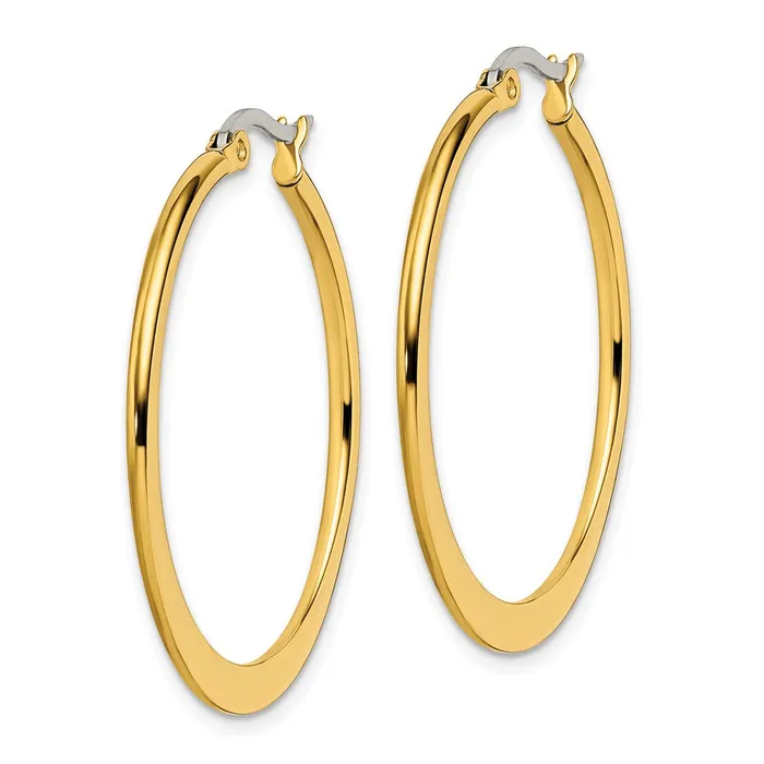 Stainless Steel Polished Yellow IP Tapered 34mm Diameter Hoop Earrings TreasureFineJewelers Earrings