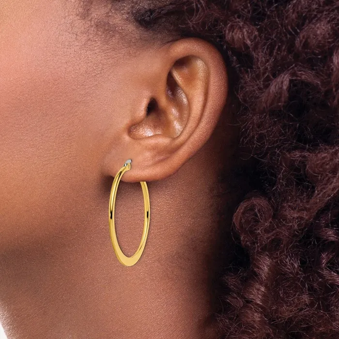 Stainless Steel Polished Yellow IP Tapered 34mm Diameter Hoop Earrings TreasureFineJewelers Earrings